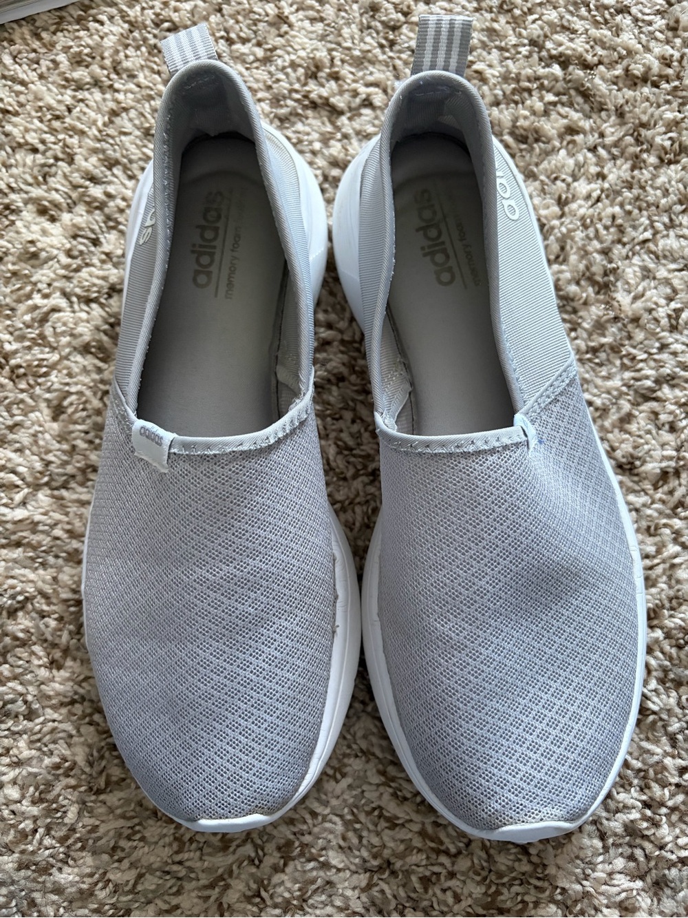 Adidas Women’s Slip-On Knit Sneakers with Memory Foam in Light Gray